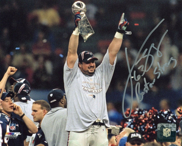 Joe Andruzzi New England Patriots Signed Super Bowl 8x10 Boston Strong Inscribed