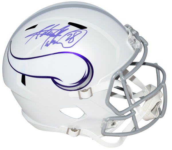 ADRIAN PETERSON SIGNED MINNESOTA VIKINGS WHITE FULL SIZE SPEED HELMET BECKETT