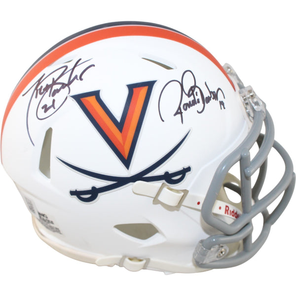 Tiki Barber Ronde Barber Signed Virginia Cavalaiers Mini Helmet Beckett 51648