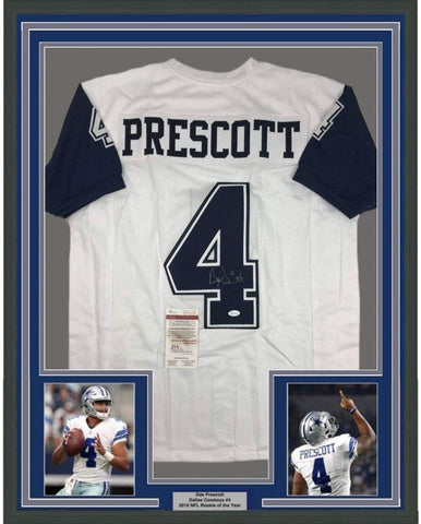 Framed Signed Dak Prescott 35x39 Dallas Color Rush Jersey JSA COA