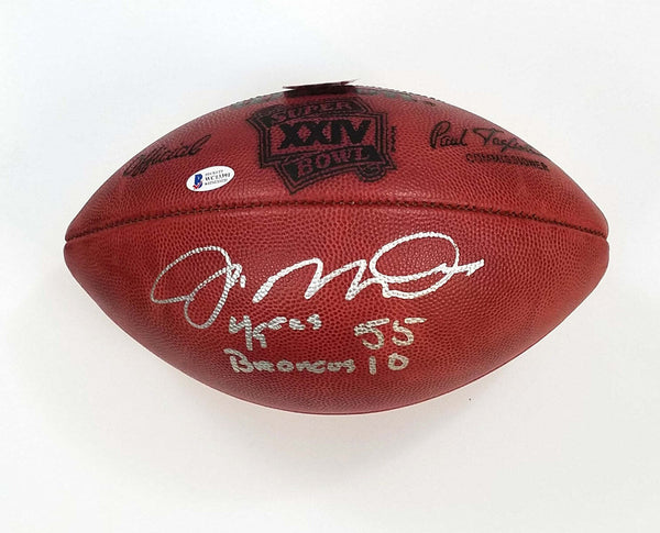 Joe Montana Signed 49ers Super Bowl XXIV Football W/ 49ers 55 Broncos 10 Beckett