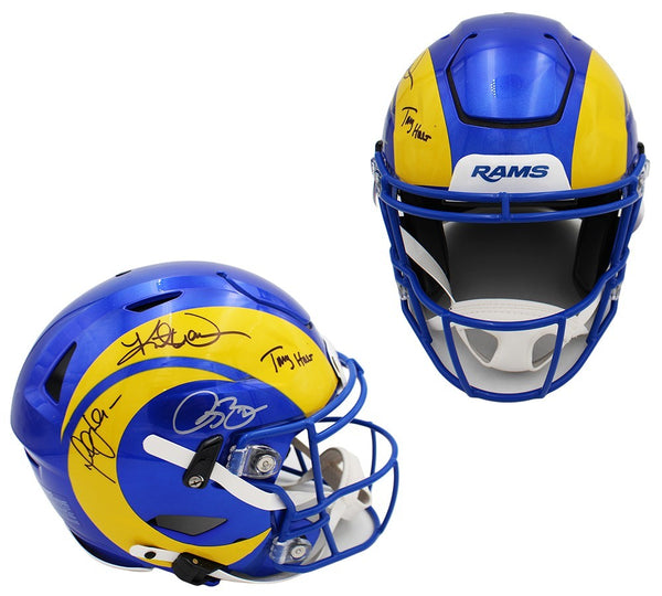 Kurt Warner, Holt, Faulk, Smith Signed Los Angeles Rams SpeedFlex NFL Helmet