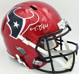 Tank Dell Autographed Texans Flash Red Full Size Speed Helmet JSA #AS41573