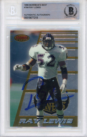 Ray Lewis Autographed 1996 Bowmans Best #164 Slabbed BAS 39928