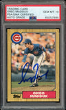 1987 Topps Traded #70T Greg Maddux Cubs On Card PSA/DNA Auto GEM MINT 10
