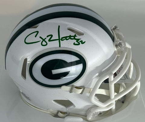 Packers CLAY MATTHEWS Signed Alternate WHITE OUT Speed Mini Helmet AUTO - JSA