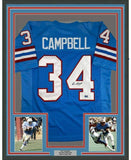 Framed Autographed/Signed Earl Campbell 33x42 Houston Blue Jersey Holo COA