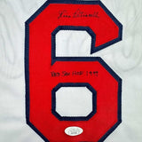 Framed Signed Rico Petrocelli 35x39 HOF Boston White Jersey JSA COA