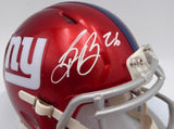 Saquon Barkley Autographed Giants Flash Red Mini Helmet Beckett QR #WQ04648
