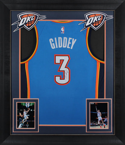 Thunder Josh Giddey Authentic Signed Blue Nike Framed Jersey JSA #LL17548