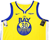 WARRIORS STEPHEN CURRY AUTOGRAPHED YELLOW NIKE SWINGMAN JERSEY SIZE 56 BECKETT