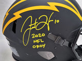 Justin Herbert Auto Chargers Eclipse Black Full Size Helmet 2020 NFL OROY Scuff