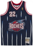 Clyde Drexler Houston Rockets Signed Navy 1995-96 Mitchell & Ness Jersey