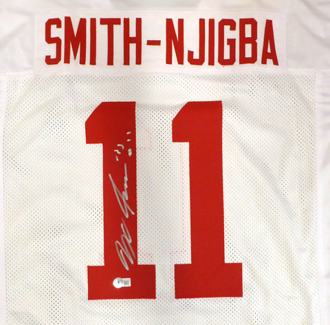 Ohio State Jaxon Smith-Njigba Autographed White Jersey Beckett QR #WW79766