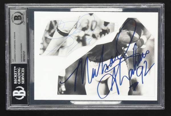 Lawrence Taylor & Michael Strahan Signed NY Giants Cut Collage - Beckett