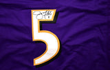 Ray Lewis Joe Flacco Autographed Purple Pro Style Jersey-Beckett W Hologram