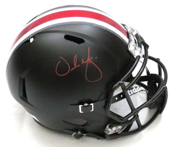 Urban Meyer Signed Ohio State OSU Black Replica Speed Helmet Beckett Red Paint