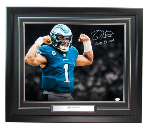 Jalen Hurts Signed/Inscribed 16x20 Photo Philadelphia Eagles Framed JSA 195523