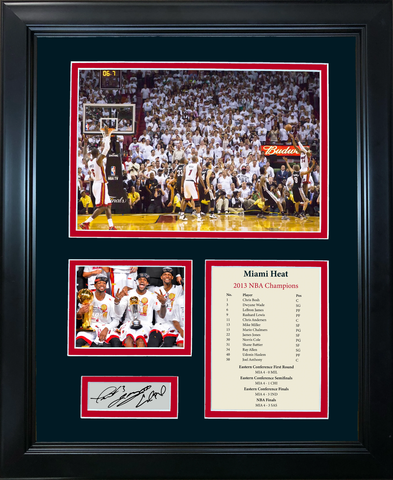 Framed Miami Heat 2013 NBA Champions Big 3 Facsimile Engraved Auto 12"x15" Photo