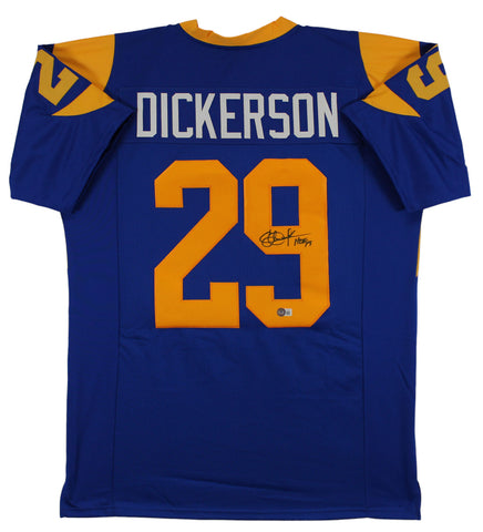 Eric Dickerson "HOF 99" Signed Blue Pro Style Jersey Signed On #9 BAS Witnessed