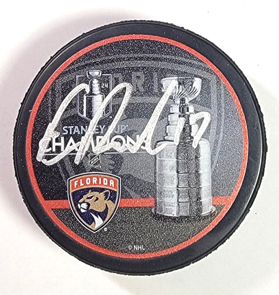 Evan Rodrigues Signed Florida Panthers 2024 Stanley Cup Hockey Puck Beckett