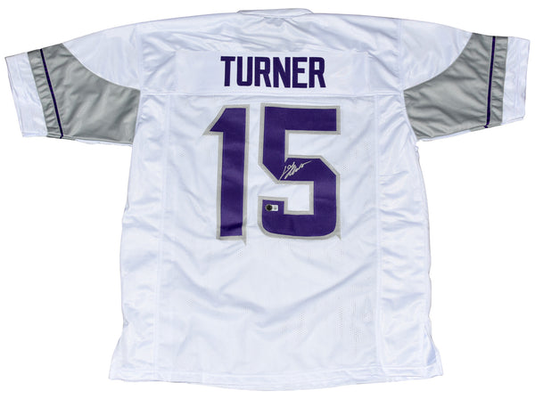 DALLAS TURNER SIGNED MINNESOTA VIKINGS WHITE WINTER WARRIOR #15 JERSEY BECKETT