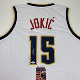 Autographed/Signed Nikola Jokic Denver White Basketball Jersey JSA COA