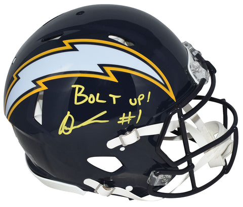 QUENTIN JOHNSTON SIGNED LOS ANGELES CHARGERS 2025 ALT AUTHENTIC HELMET + BOLT UP