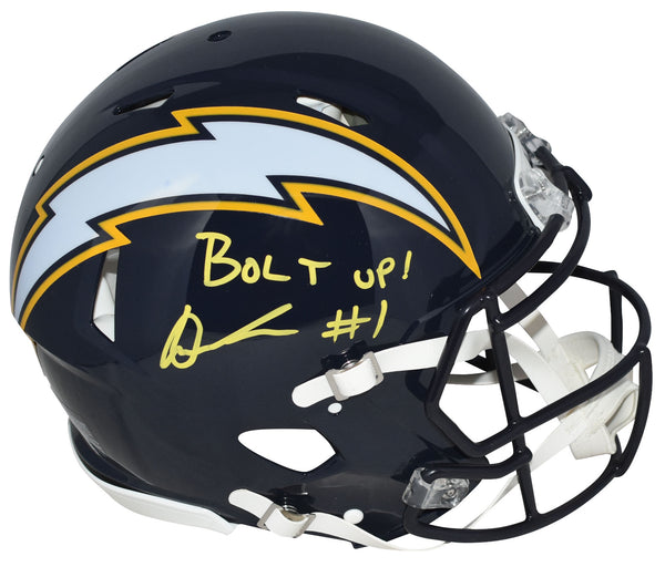 QUENTIN JOHNSTON SIGNED LOS ANGELES CHARGERS 2025 ALT AUTHENTIC HELMET + BOLT UP