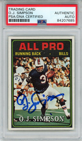 O.J. Simpson Signed 1974 Topps All Pro #130 Trading Card PSA Slab 43747