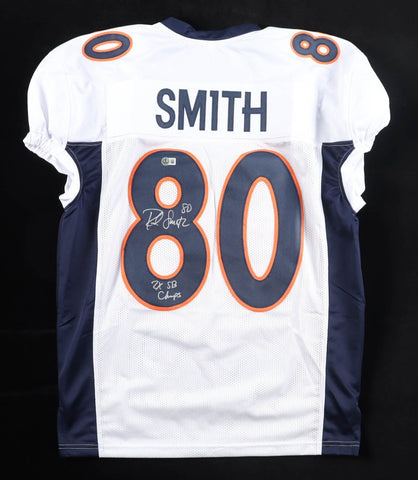 Rod Smith "2xSB Champs" Signed Denver Broncos Pro Cut White Jersey (Beckett)