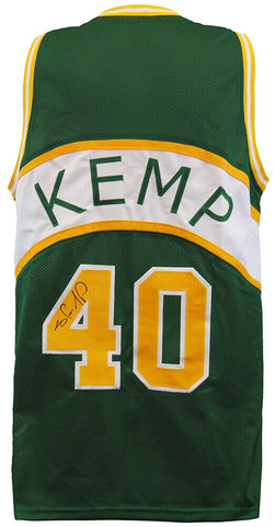 Shawn Kemp (SONICS) Signed Green Throwback Custom Basketball Jersey - (SS COA)