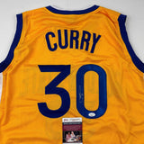 Autographed/Signed Stephen Steph Curry Golden State Yellow Jersey JSA COA