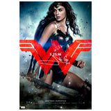 Gal Gadot Autographed 2016 Batman vs Superman Dawn of Justice 16x24 Movie Poster
