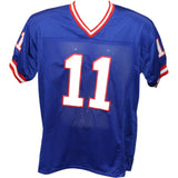 Phil Simms Autographed/Signed Pro Style Jersey Blue SB MVP Beckett 43243