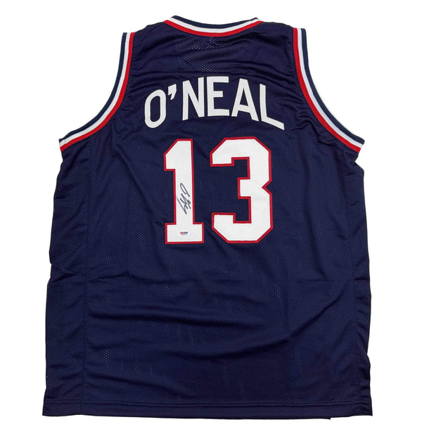 Autographed/Signed Shaquille Shaq O'Neal USA United States Blue Jersey PSA COA