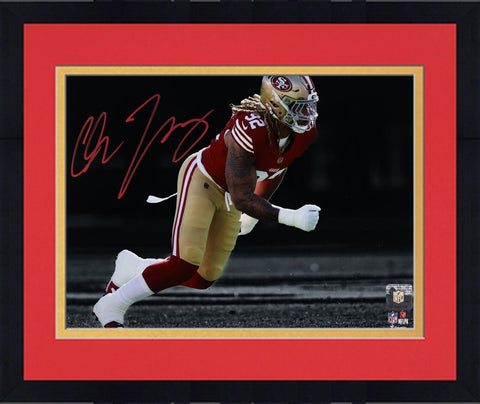Framed Chase Young San Francisco 49ers Signed 11" x 14" Action Spotlight Photo