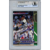 John Smoltz Signed 1993 Braves Stadium Club #12 Trading Card Slab Beckett 51539