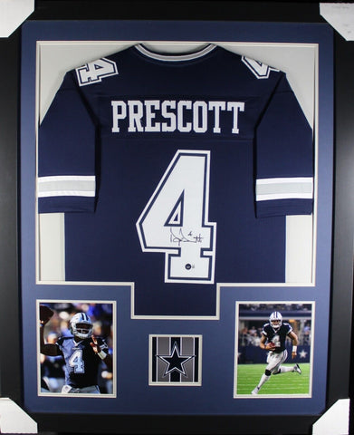 DAK PRESCOTT (Cowboys blue TOWER) Signed Autographed Framed Jersey Beckett