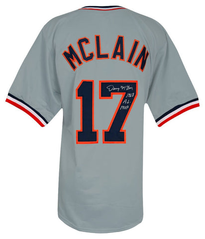 Denny McLain Signed Grey Custom Baseball Jersey w/68 AL MVP - (SCHWARTZ COA)