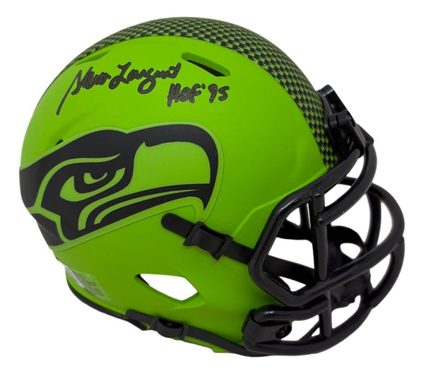 Steve Largent Signed Seattle Seahawks Rave Mini Speed Helmet HOF 95 BAS