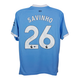 Savinho Signed Manchester City FC Home Soccer Jersey #26 with Beckett COA
