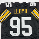 Autographed/Signed Greg Lloyd Pittsburgh Black Jersey Beckett BAS COA
