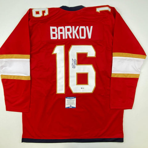 Autographed/Signed Aleksander Barkov Florida Red Hockey Jersey Beckett BAS COA
