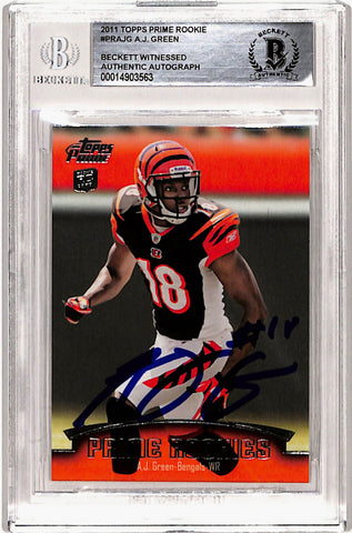 AJ Green Autographed 2011 Topps Prime #PR-AJG Rookie Card Beckett Slab 40774