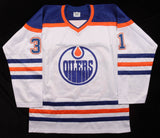 Grant Fuhr Signed Edmonton Oilers Jersey Inscribed "HOF 03"(Beckett) 5xCup Champ