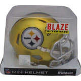 Troy Polamalu Autographed Pittsburgh Steelers Blaze Mini Helmet Beckett 27453