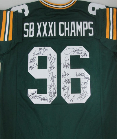 Packers SB XXXI TEAM Signed Custom Rep Jersey AUTO w/ 28 Sigs BUTLER LEVENS+ JSA