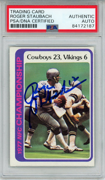 Roger Staubach Signed 1978 Topps #166 NFC Championship Card PSA Slab 43558
