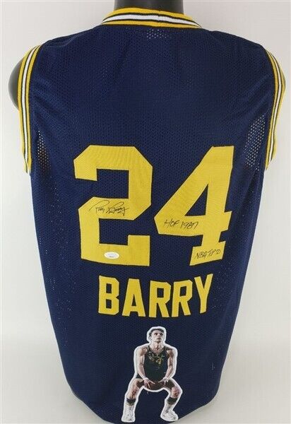 Rick Barry Signed San Francisco Warriors Jersey (JSA COA) 1975 NBA Champs